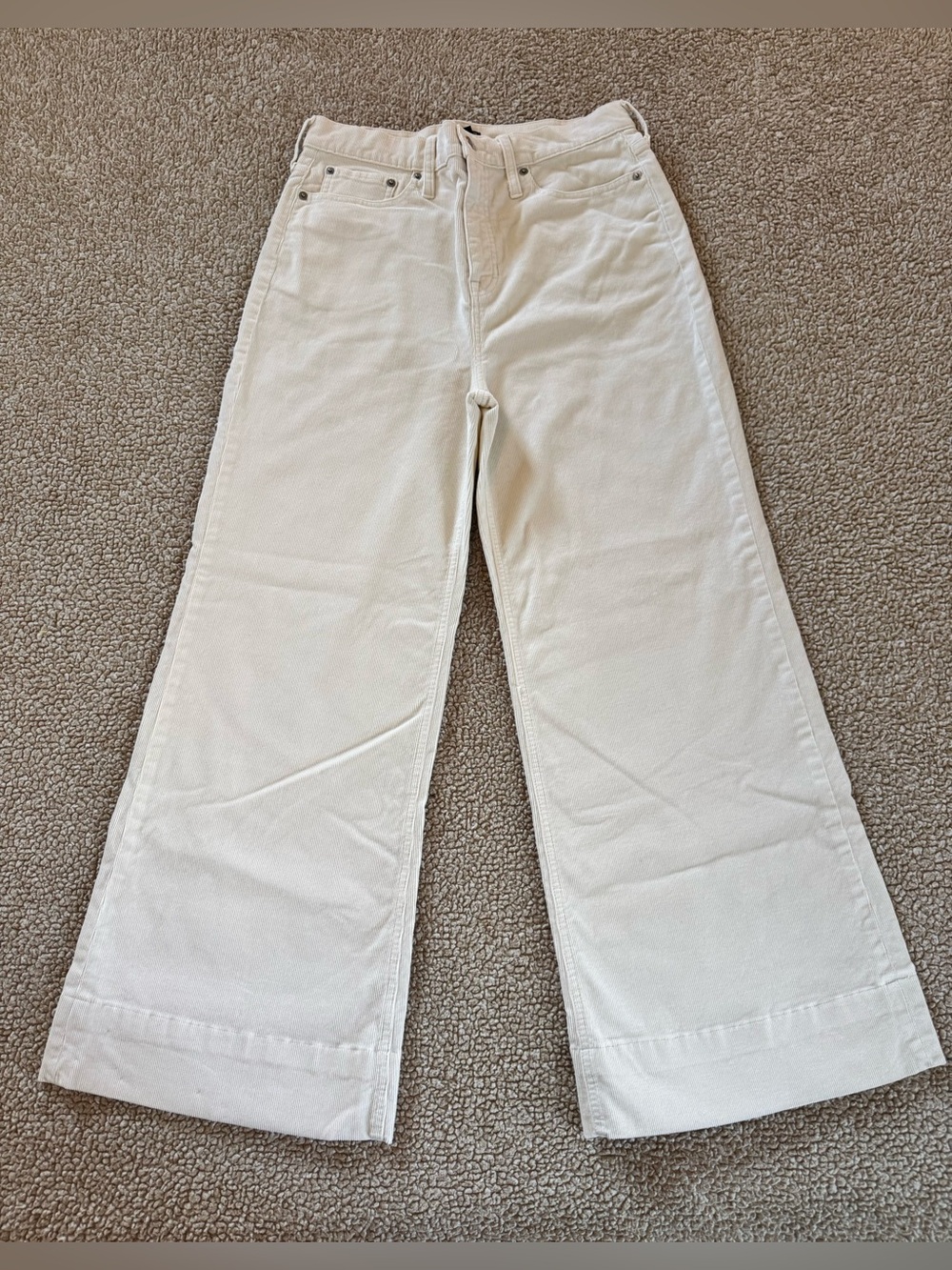 J.Crew Ivory Corduroy High Rise Wide Leg Pants Size 29